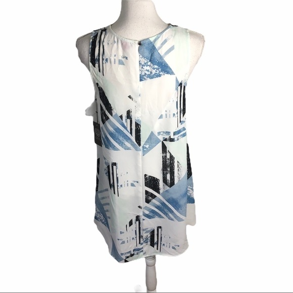 Vince Camuto Cosmic Blue Tunic High Low NWT PM Petite Medium Sleeveless Tank Top - Picture 3 of 8
